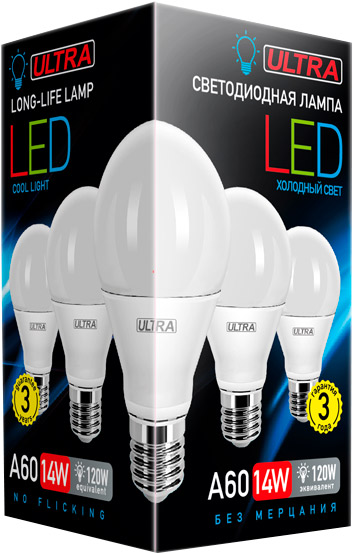Лампа світлодіодна Ultra LED 14 Вт A60 матова E27 180-265 В 4000 К U LED A60 14W E27 4000K 