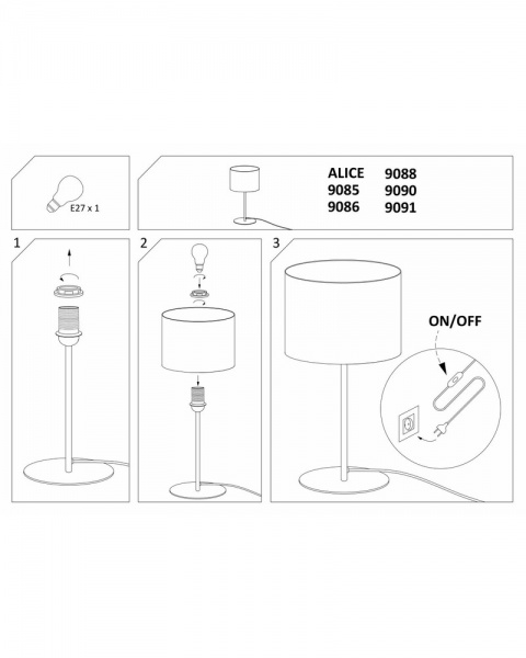 Настольная лампа декоративная Nowodvorski Alice 1x60 Вт E27 черный/золото 9091 