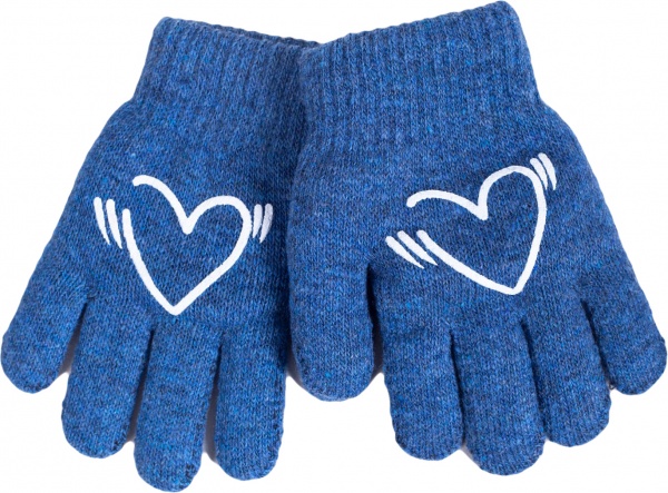 Варежки YO! сердечки р.16 синий 