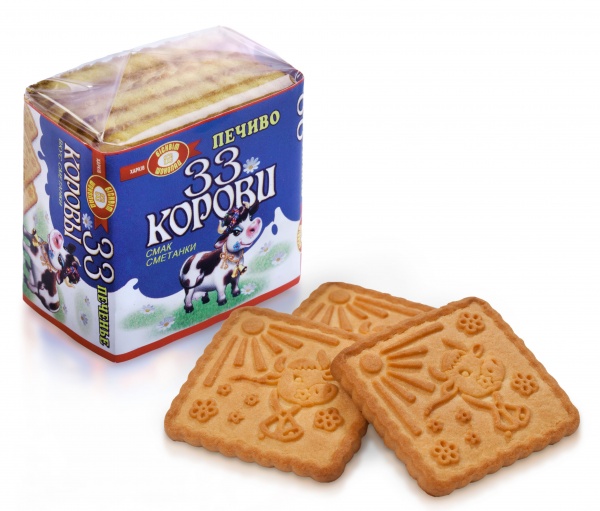 Печенье сахарное ХБФ 33 коровы вкус сметанки 55 г 