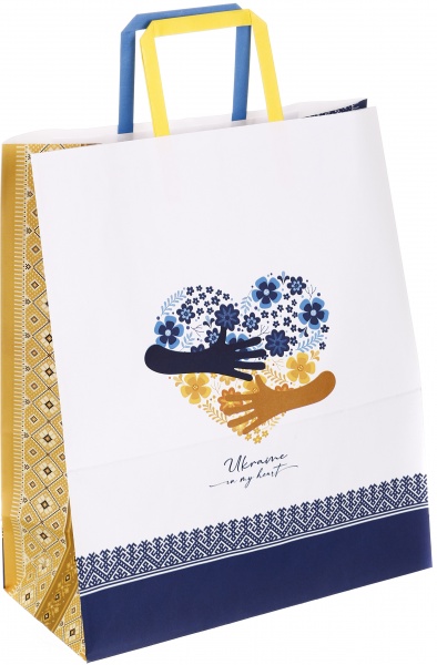 Пакет паперовий 320х150х380 білий з ручками