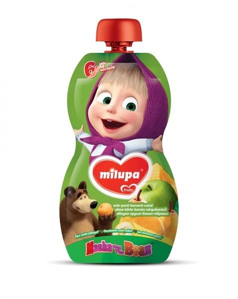Пюре Milupa фруктовое Яблоко, груша, банан и абрикос 100 г 