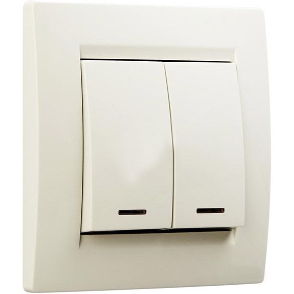Выключатель двухклавишный UP! (Underprice) One с подсветкой 220В крем 706-0303-112