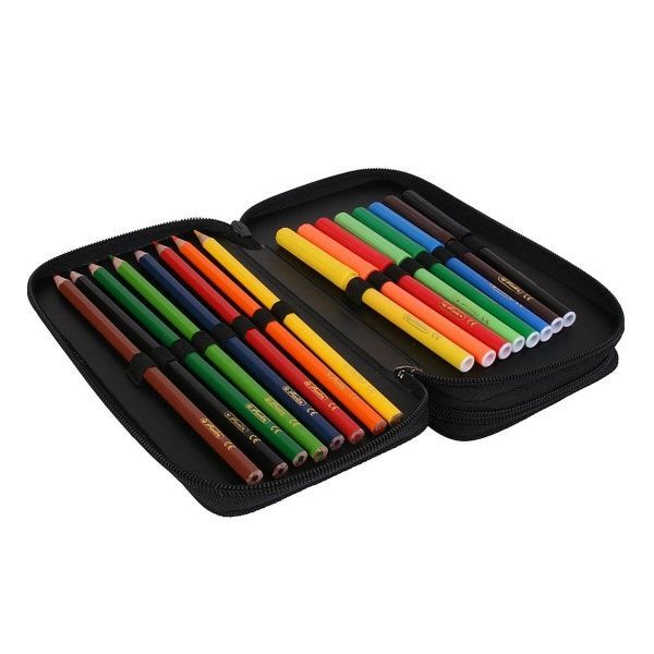 Пенал 23 предмети Double Spider 50032921 Herlitz чорний із червоним