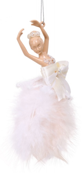 Подвеска Балерина декор Премиум 9х12х3 см белый