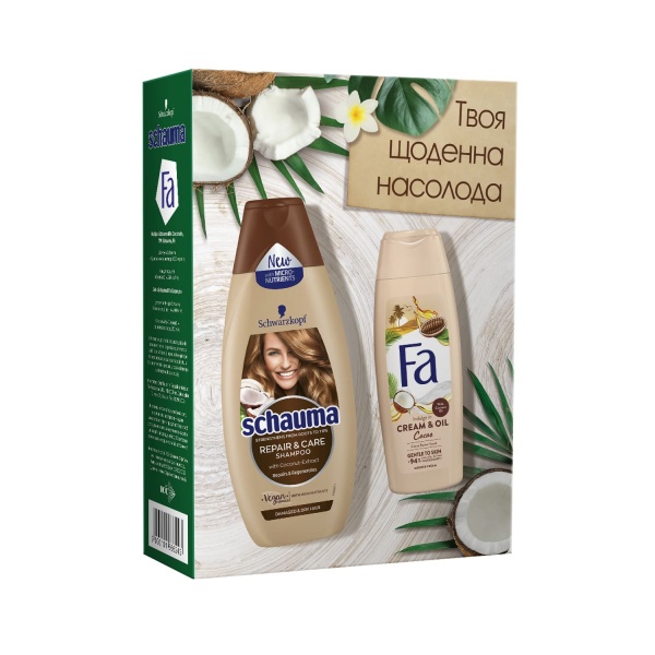 Набор подарочный для женщин Fa Кокос Шампунь 400 мл + гель для душа 250 мл