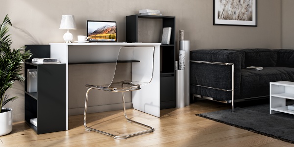 Стол письменный Грейд Вектор белый/графит 