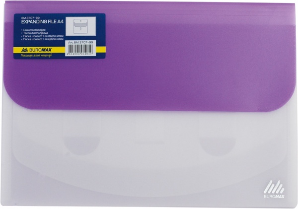 Папка-конверт А4 на липучці TRAVEL 4 відділення BM.3707-99 асорті Buromax