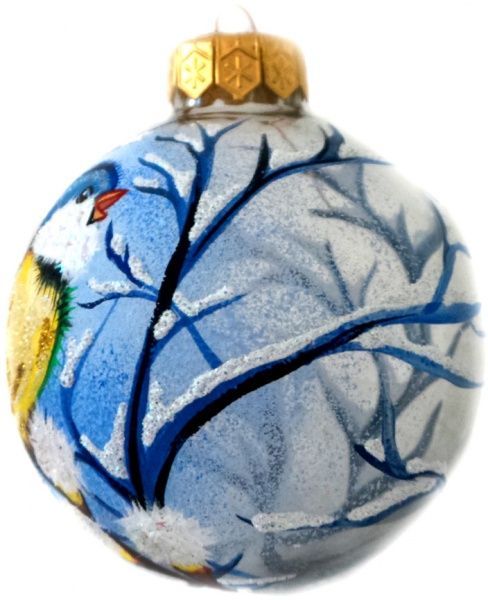 Куля скляна Пташки 2 d80 К-320-80 блакитний