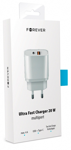 Зарядное устройство Forever 2X TYPE-C PD+QC3.0 (20W) белый 