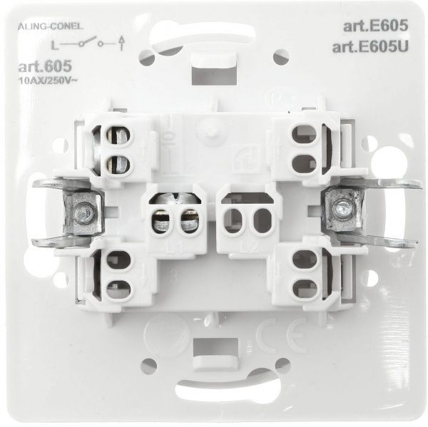 Выключатель одноклавишный Aling-Conel Eon без подсветки 10 А 250В белый E605.0