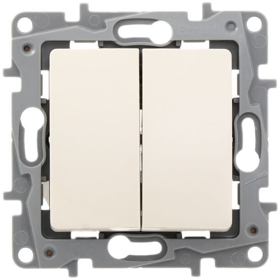 Выключатель двухклавишный Legrand Etika без подсветки 10 А 230В IP20 кремовый 672302