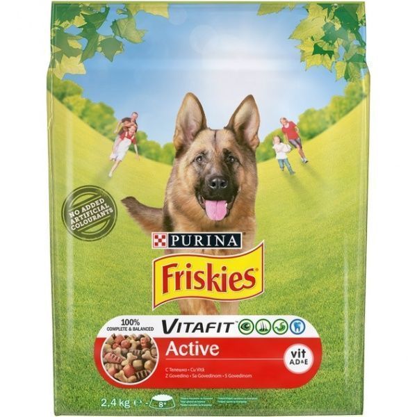 Корм для взрослых активных собак для всех пород Friskies с говядиной 2,4 кг