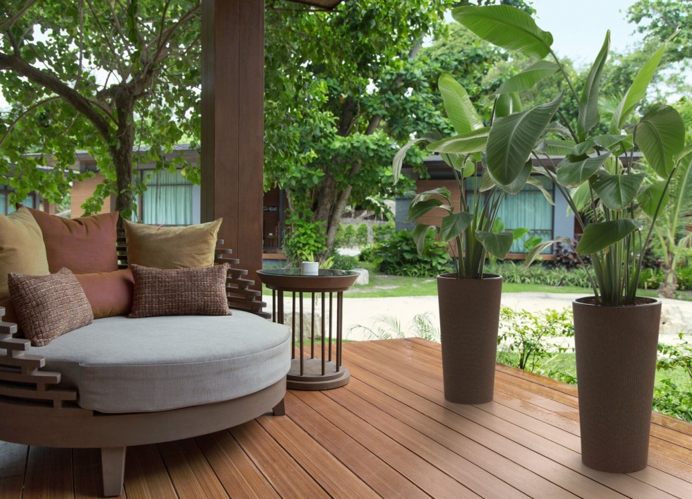 Вазон пластик LILIA jumper круглый серо-коричневый 29,5 л Ламела (9448647)