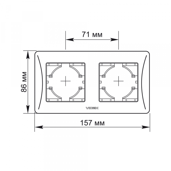 Рамка двухместная Videx Binera горизонтальная кремовый VF-BNFR2H-CR