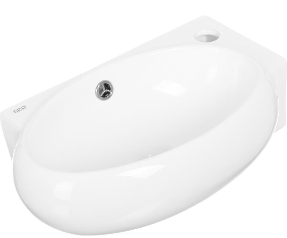 Умивальник EGO підвісний R 43х29х15 см з отвором під змішувач