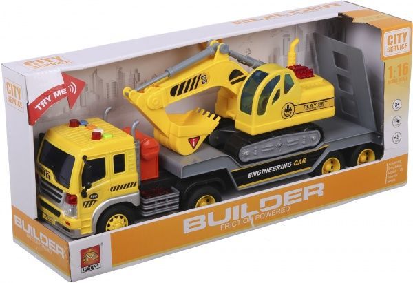 Екскаватор Shantou з тягачем і платформою 1:16