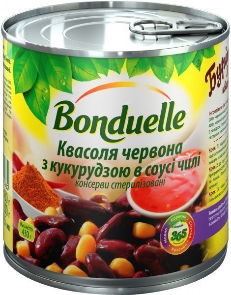 Фасоль красная Bonduelle с кукурузой в соусе Чили 430 г