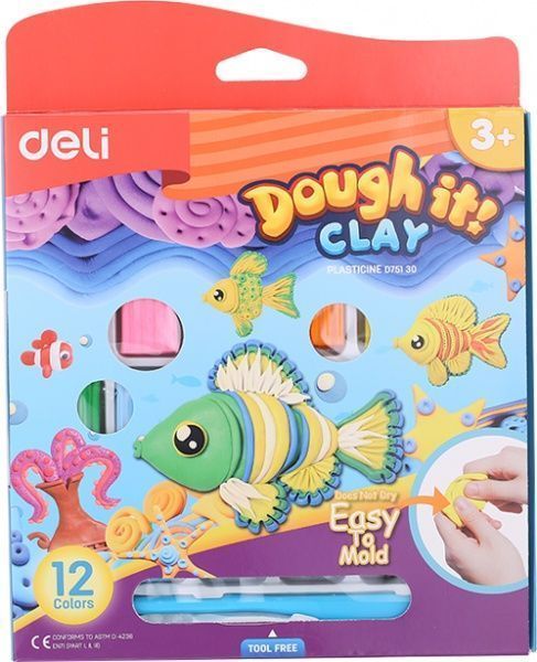 Пластилін восковий 12 кольорів 240 г ED75130 Deli
