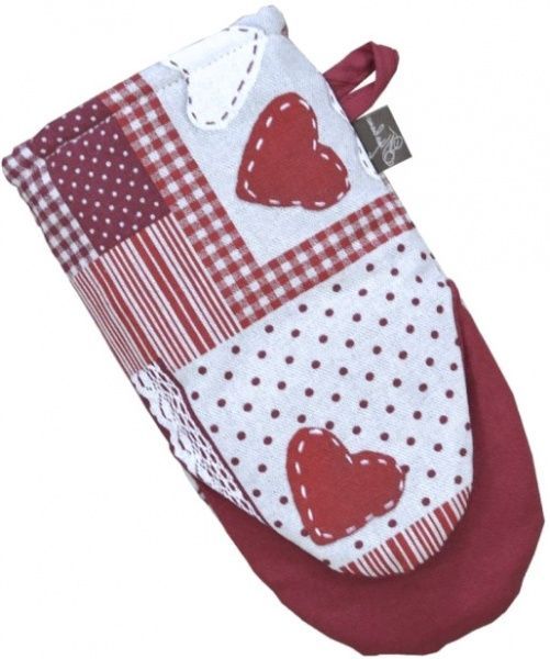 Прихватка-варежка Кружевоо 16x33 см красный Прованс 