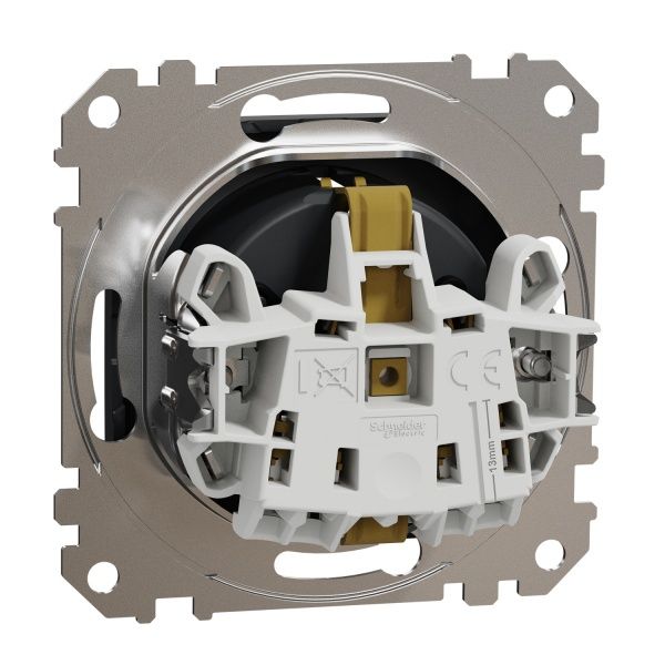 Розетка силова із заземленням Schneider Electric Sedna Design зі шторками без кришки чорний SDD114022