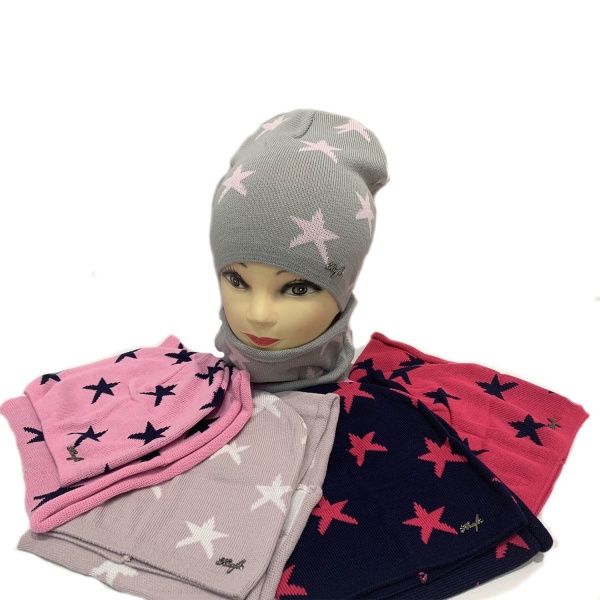 Комплект шапка + снуд для дівчинки р.52–54 синій 1510К 