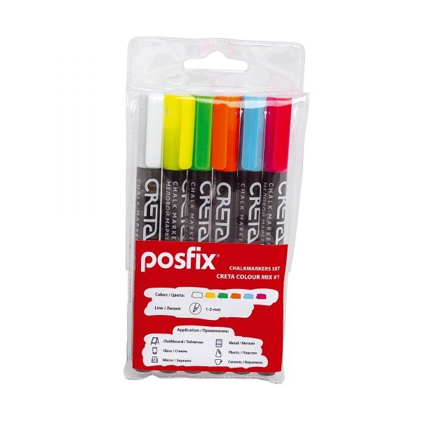 Набор маркеров цветных меловых (6 шт.) CRETA COLOUR MIX # 1