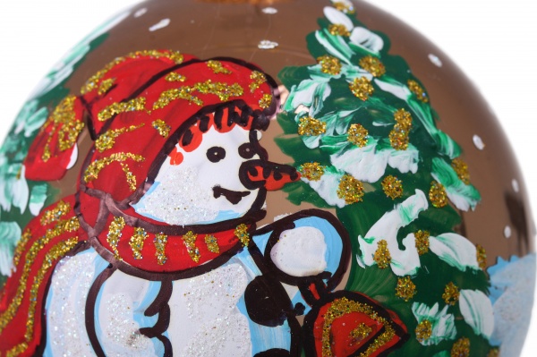 Шар новогодний зимняя сказка ручной работы стеклянный d 80 мм разноцветный