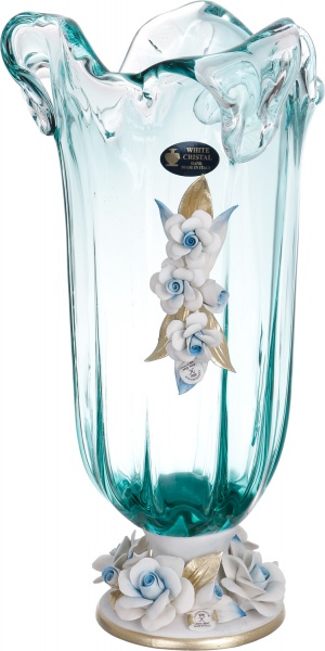 Ваза голубой FAZZOLETTO TURCHESE 21X44X21 White cristal