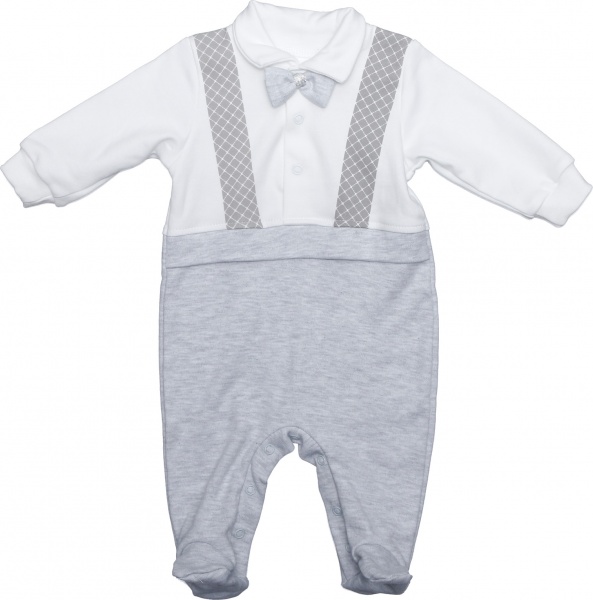 Комбинезон детский для мальчика Bambinelli с бабочкой р.62 белый с серым 