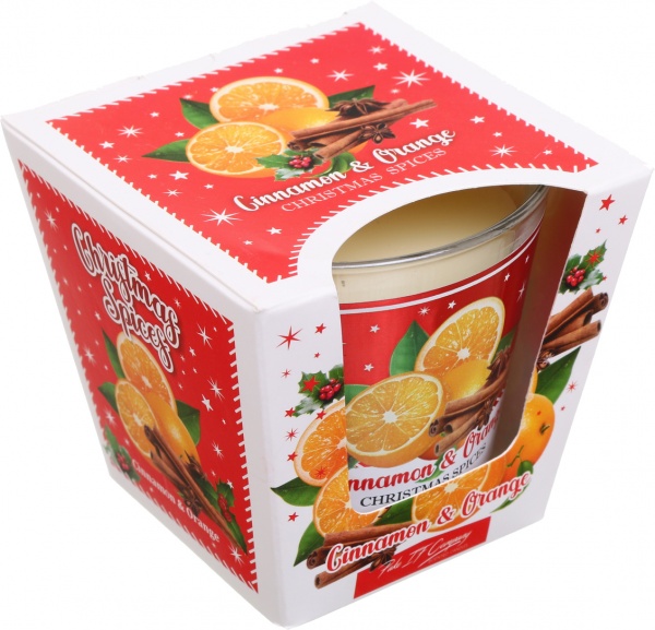 Свеча ароматическая Pako-If в стекле Tindra Апельсин-Корица 