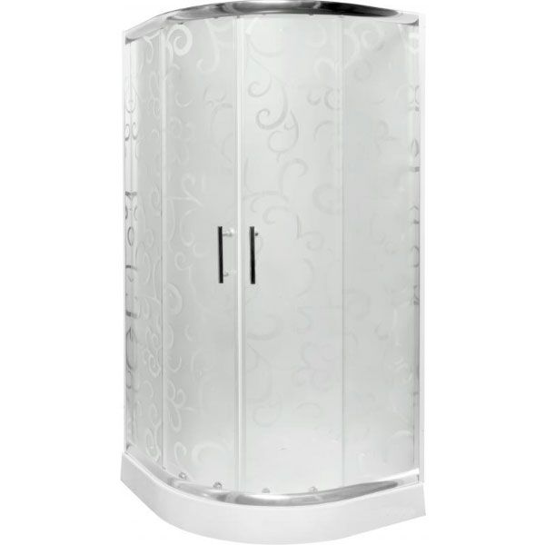 Душевая кабина UP! (Underprice) R-522 PT 01 900x900x1940 профиль хром, стекло прозрачное с рисунком