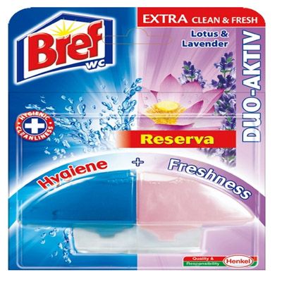 Гігієнічний блок для унітазів Bref Duo-Aktiv Лотос та лаванда 60 мл змінний