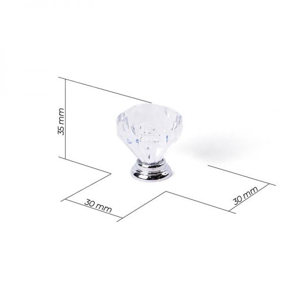 Меблева ручка кноб Larvij L4.knob07ACR на один отвір мм прозорий