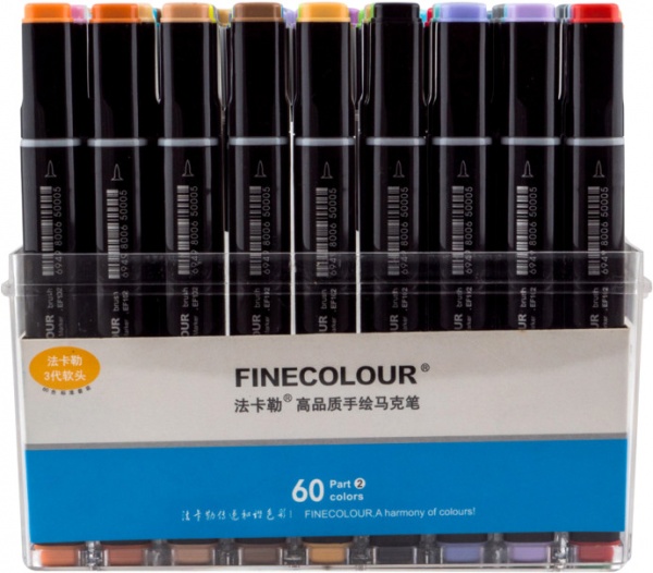Набір двосторонніх маркерів FINECOLOUR Brush 60 цветов EF102-TB60 різнокольоровий 