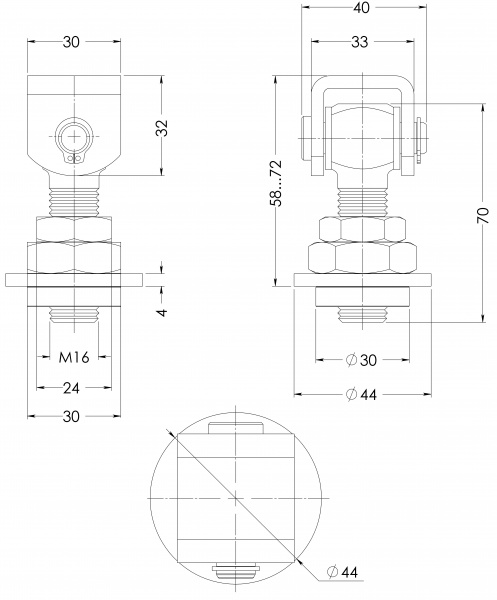 Петля STOREHOUSE SHFE-01.03-02 М16 d16 58мм цинк универсальная 1 шт.