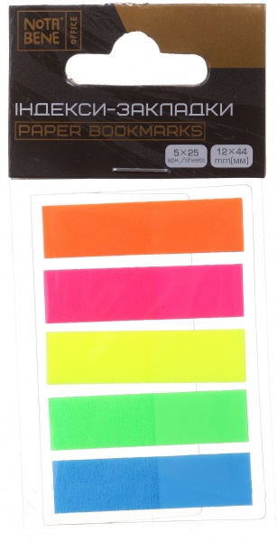Индексный разделитель 12х44 мм 5 цветов по 25 листов Nota Bene