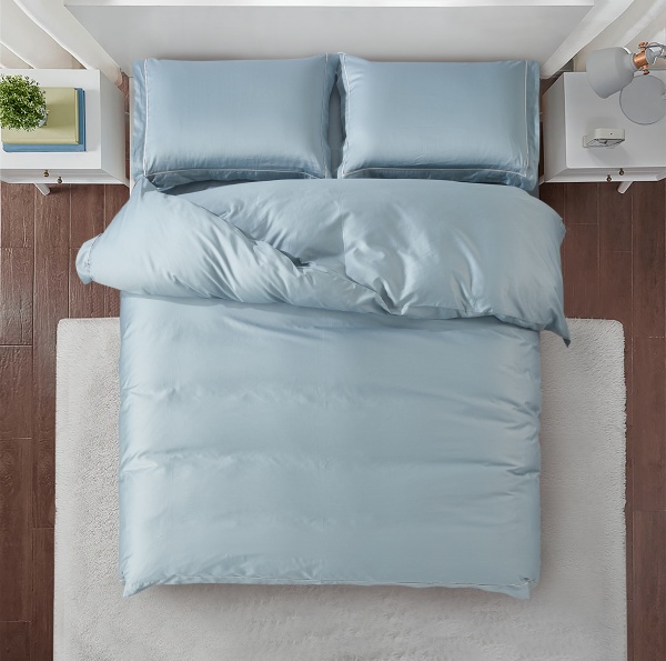 Комплект постільної білизни Solid сімейний сіро-блакитний La Nuit 