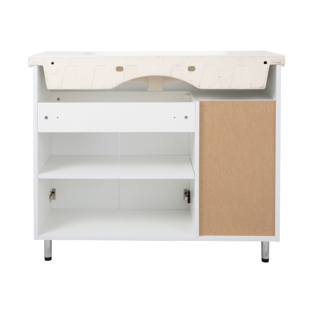 Тумба підлогова Aqua Rodos LEO білий глянець з кошиком для білизни та умивальником LILA 100 см