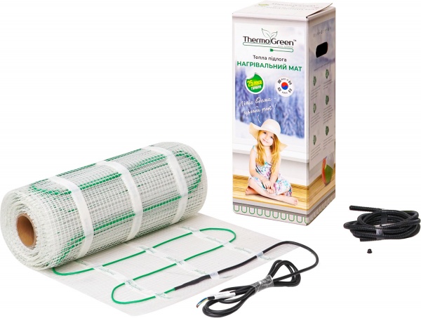 Нагревательный мат Thermogreen двожильный TGMT 8 м2 1200 Вт