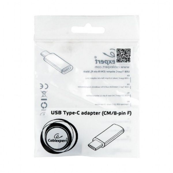 Перехідник Cablexpert (A-USB-CM8PF-01) USB Type-C (C-вилка/8-пин Lightning розетка) 
