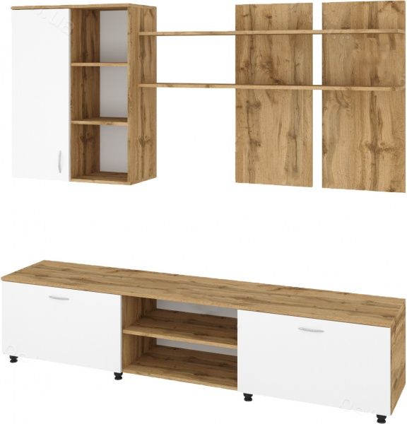 Стінка Марсель 2000х1850(440)х400 дуб тахо/білий Пєхотін білий 