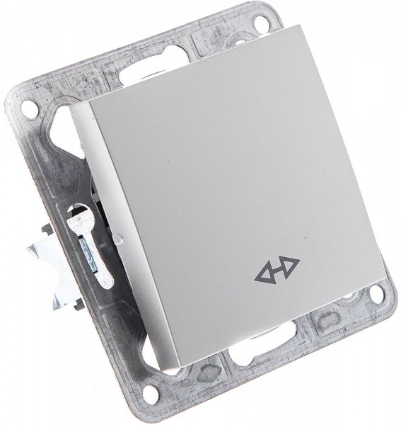 Переключатель перекрестный одноклавишный LXL Tesla без подсветки серебряный 3530A silver