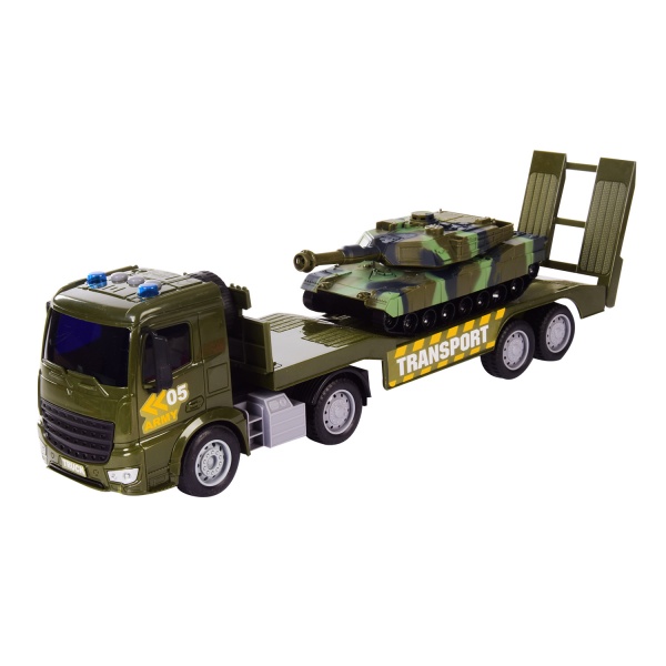 Іграшка Автопром Військовий тягач із танком 1:18 RJ3365