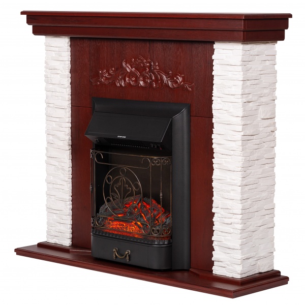 Камінокомплект ASTRA FLAME Леон white + INVER BLACK