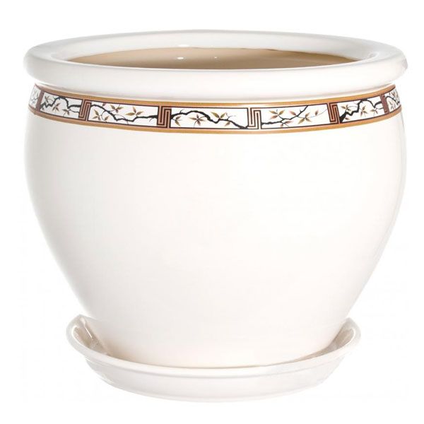 Горщик керамічний Оріана-Запоріжкераміка В'єтнам №2 сакура круглий 10,5л білий (011-2-089) 