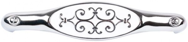 Меблева ручка D 15134.128 44478 128 мм хром/біла емаль Bosetti Marella