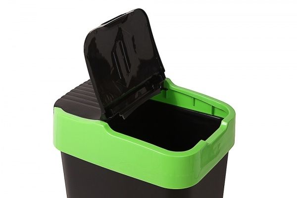 Бак для сміття з кришкою Heidrun Push & Up 60 л чорний із салатовим 1345
