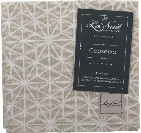 Серветка La Nuit Діамант 40x40 см бежевий/білий/золотий 