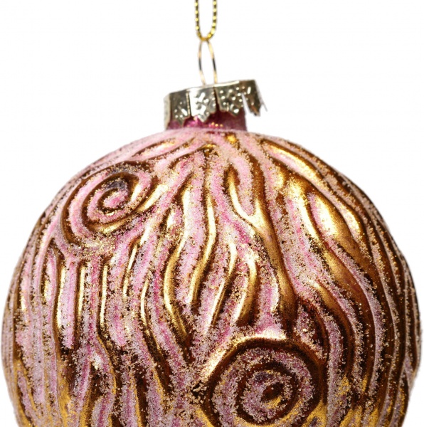 Шар новогодний в ассортименте 80 мм розовый с золотым EE21016